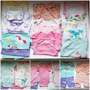 LOT Onsies, Multiple Sizes 0 - 18 mos. Carters Rabbit & Bear Child O Mine & More